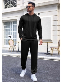 Men's Tracksuit 2 Pieces Long Sleeve Sets Casual Hooded Sweatsuits Jogging Suits