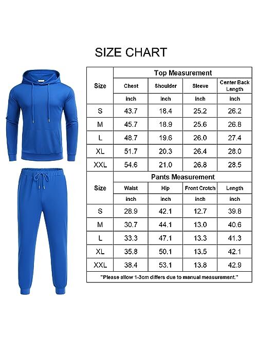 COOFANDY Men's Tracksuit 2 Pieces Long Sleeve Sets Casual Hooded Sweatsuits Jogging Suits