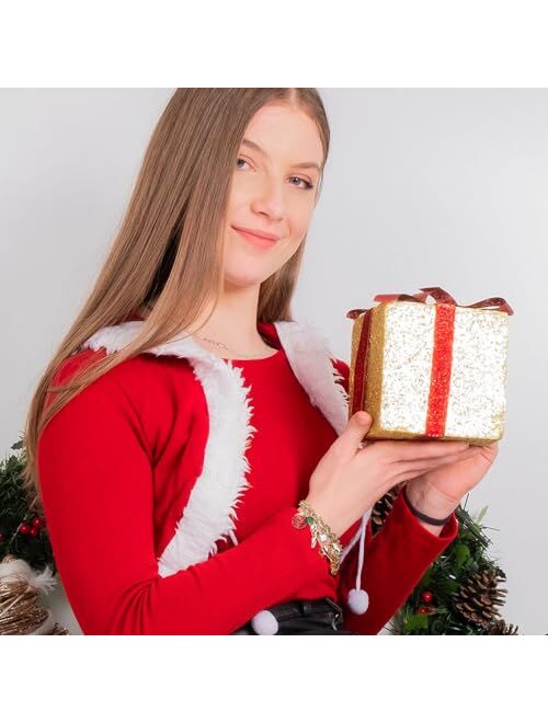 Madison Tyler Christmas Charms Bracelet for Women | Gold Christmas Tree Candy Cane Christmas Stocking Gift Snowflake White Acrylic Balls Charms | Xmas Jewelry for Kids an