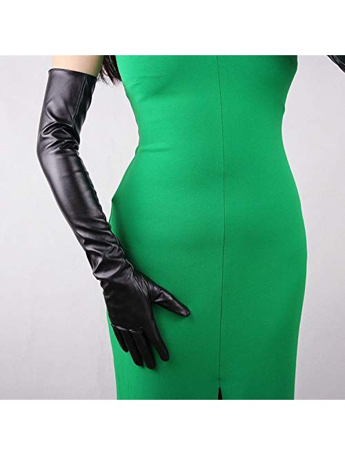 DooWay Women Long Leather Opera Gloves Evening Party Costume Faux Leather Cosplay Dress Accessories 24 inches