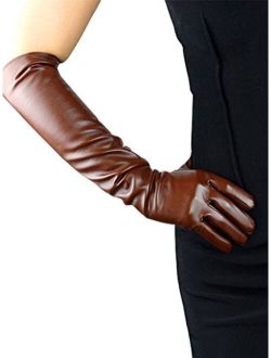 Edith qi 1920s Long Opera Party Gloves for Women,Faux Leather Elbow Length Costume Novelty Gloves