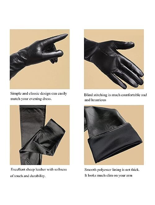 KIMOBAA Opera long Real Sheep Leather Gloves Shoulder Long Evening Gloves