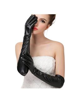 Glamorstar Women's Fashion Warm Over the Elbow 50cm Leather Gloves