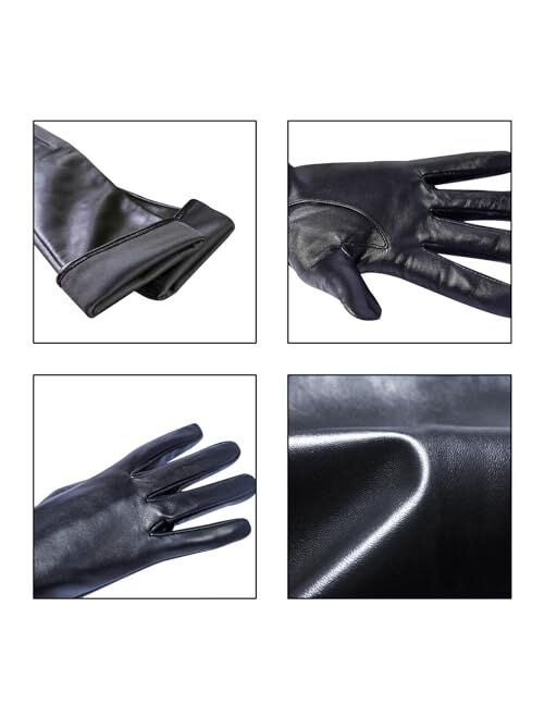 QECEPEI Womens Long Leather Gloves Winter Touchscreen Opera Evening Dress Driving Gloves