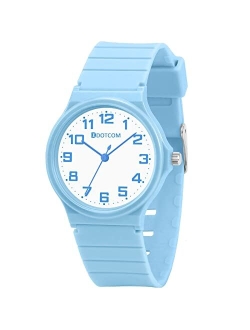 CKV Kids Analog Watch for Girls Boys Kids Watches Learning Time and Easy to Read, 5ATM Waterproof, Minimalist Wrist Watch with Soft Band 5-18 Years Old Children