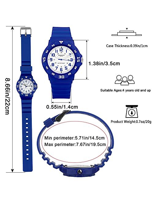 SOCICO Children Analog Watch Waterproof Time Teaching Boys Girls Watch Soft Band Learning Time Wrist Watch for Kids