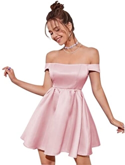 Cadoly Off Shoulder Satin Homecoming Dresses 2023 for Teens A Line HOCO Dress Short for Women Cocktail Party
