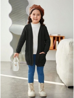 Young Girl Casual Long Sleeve Knitted Cardigan