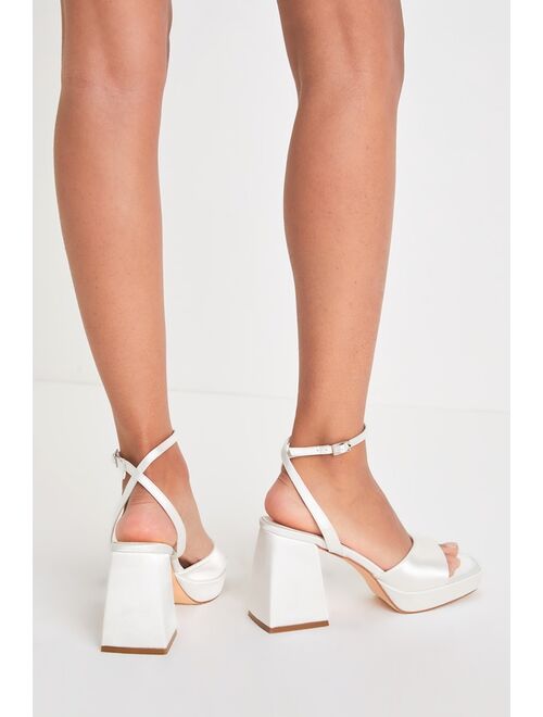 Lulus Shirine Ivory Platform Ankle Strap Heels