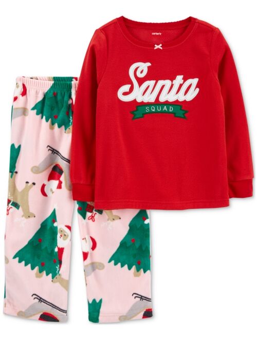 Carter's Toddler Girls Santa Squad Fleece Pajamas, 2 Piece Set