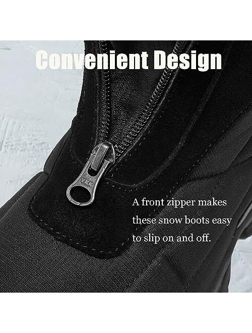 SHULOOK Men's Winter Snow Boots Waterproof Zipper Warm Fur Lined Leather Boot