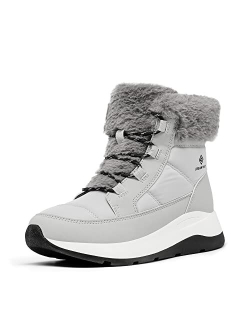 Women's Winter Snow Boots, Faux Fur Waterproof Ankle Booties, Ladies Comfortable Short Boots Outdoor