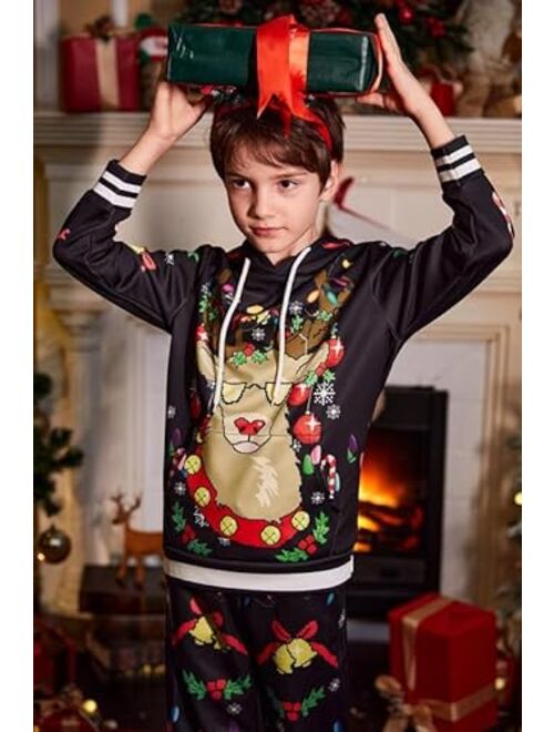 BesserBay Boys Christmas Ugly Sweatshirt Set with Pockets 4-14 Years
