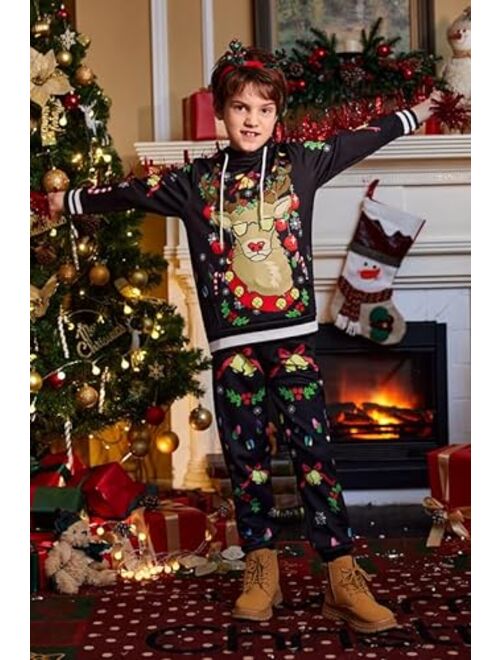 BesserBay Boys Christmas Ugly Sweatshirt Set with Pockets 4-14 Years
