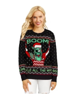 Fashionme Women/Men Ugly Christmas Sweaters Pullover Holiday Couples Matching Premium Warm Stretchy Soft Breathable