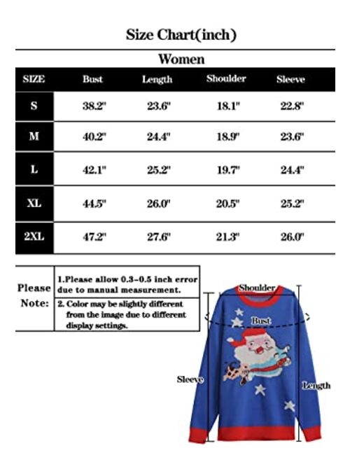 Fashionme Women/Men Ugly Christmas Sweaters Pullover Holiday Couples Matching Premium Warm Stretchy Soft Breathable