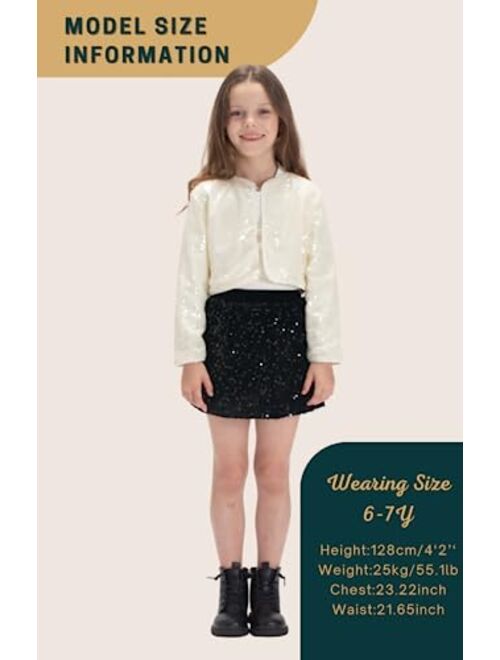 WELAKEN Sparkly Sequin Skirt for Girls Toddler & Kids II Little Girl's Elastic Waistband Skirts