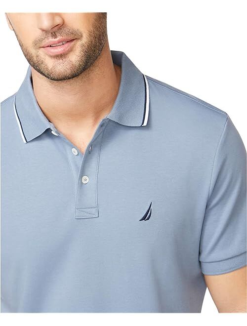 Nautica Men's Slim Fit Short Sleeve Solid Soft Cotton Polo Shirt