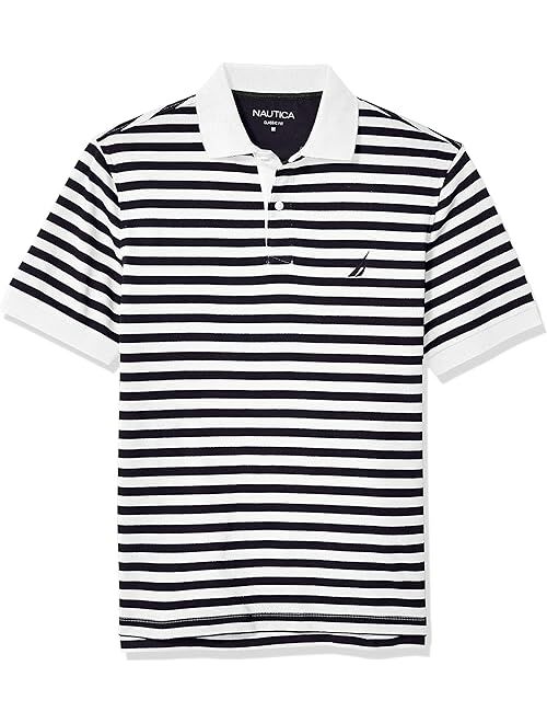 Nautica Men's Classic Fit 100% Cotton Soft Short Sleeve Stripe Polo Shirt