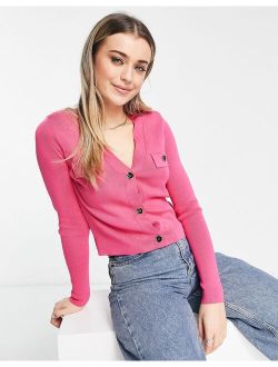 fine knit cardigan in pink