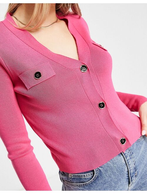 New Look fine knit cardigan in pink