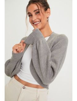 Charming Warmth Grey Open-Front Shrug Sweater