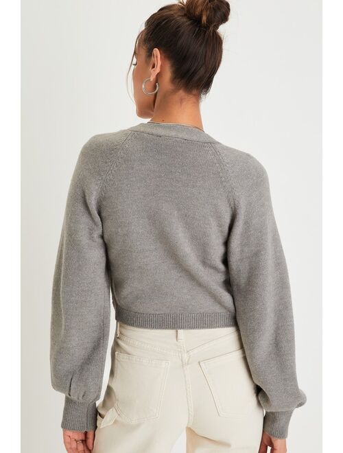 Lulus Charming Warmth Grey Open-Front Shrug Sweater