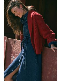 Impressive Comfort Red Open-Front Knit Cardigan