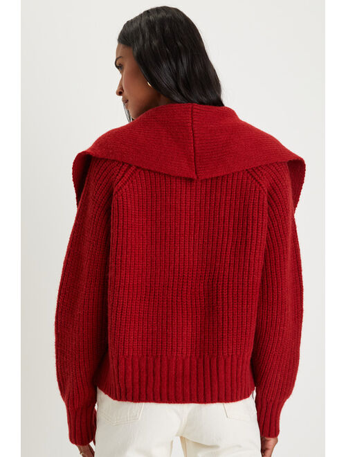 Lulus Impressive Comfort Red Open-Front Knit Cardigan