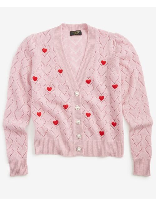 Charter Club Women's 100% Cashmere Heart Pointelle Button Cardigan, Created for Macy's