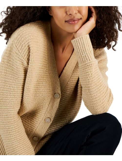 Anne Klein Women's Sequin Yarn Cardigan Sweater