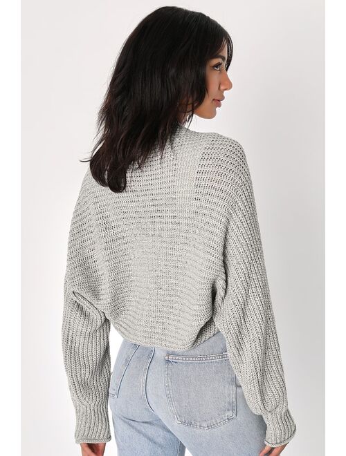 Lulus Loving Layers Pale Sage Cropped Long Sleeve Shrug Sweater