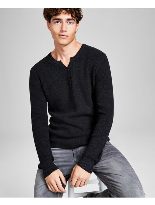 AND NOW THIS Men's Regular-Fit Waffle-Knit Long-Sleeve Y-Neck T-Shirt, Created for Macy's