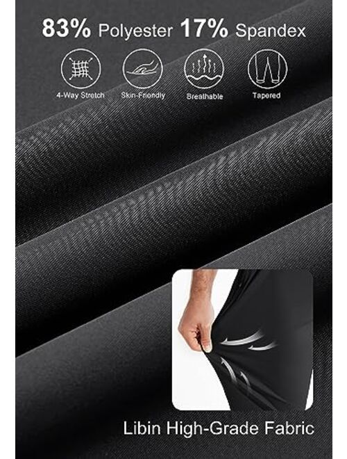 Libin Men's 4-Way Stretch Golf Joggers with Pockets, Slim Fit Work Dress Pants Athletic Casual Sweatpants for Men