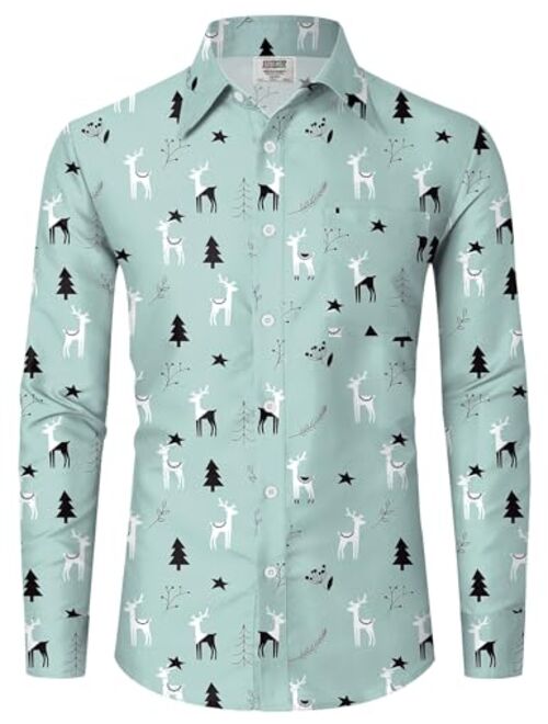 Arvilhill Mens Christmas Button Shirts Long Sleeve Ugly Xmas Shirts