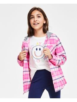 Big Girls Roller Plaid Hooded Cotton Shacket, Created for Macy's