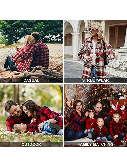 Aeslech Girls Flannel Plaid Shacket Button Down Long Sleeve Casual Shirt Shackets Fall Jacket Clothes