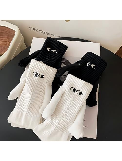 gjulrfu Holding Hands Socks,Personalized Stockings Couple Magnetic Socks Mid Tube Sock Funny Gifts