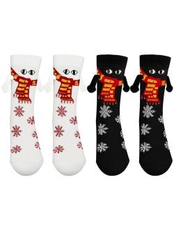SytuHete Christmas Holding Hands Socks Funny Couple Socks Women Men Holiday Gift Friendship Gifts Novelty 3D Doll Socks