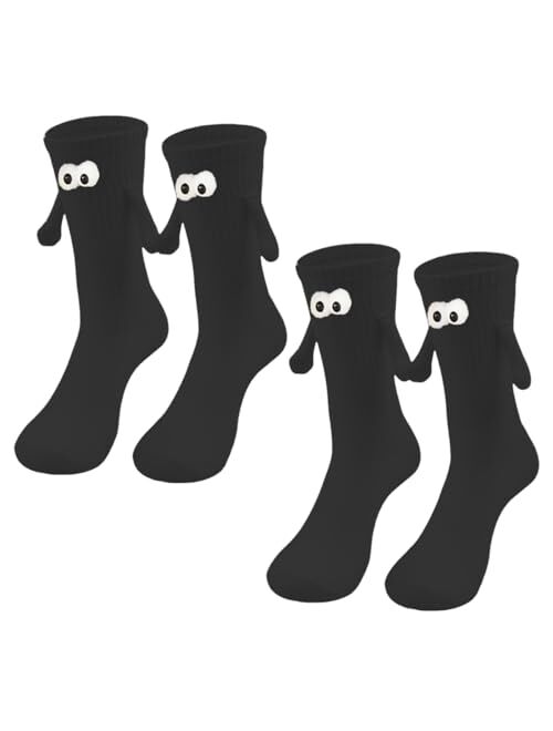 SiQiYu 2 Pair Holding Hands Socks, Novelty Couple Holding Hands Socks, Magnetic Hand Holding Socks Adult, Gifts for Couple, Friends