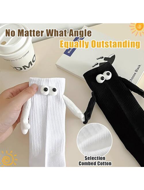 SiQiYu 2 Pair Holding Hands Socks, Novelty Couple Holding Hands Socks, Magnetic Hand Holding Socks Adult, Gifts for Couple, Friends