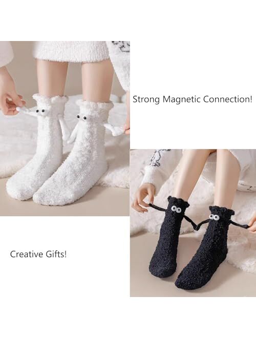 Eszeifx Hand Holding Socks Fuzzy Socks for Adults Magnetic Hand in Hand Socks Gifts for Couple Boyfrined Girlfriend