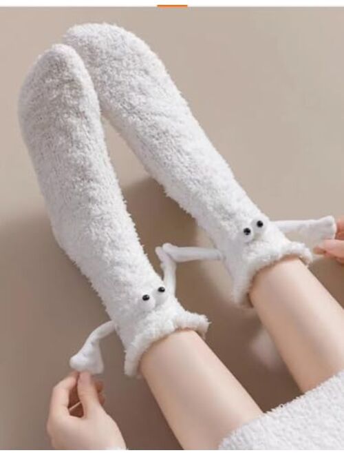 Eszeifx Hand Holding Socks Fuzzy Socks for Adults Magnetic Hand in Hand Socks Gifts for Couple Boyfrined Girlfriend