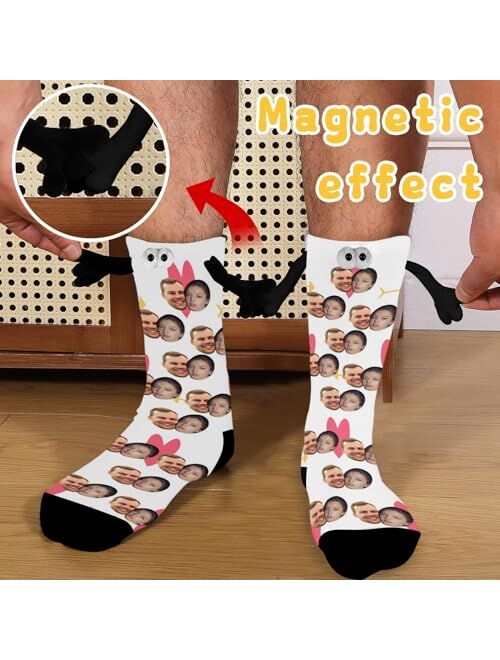 MAKATA Custom Socks with Face Printed, Personalized Socks with Hands for Lover Friends, Soft Hand Holding Socks with Photo