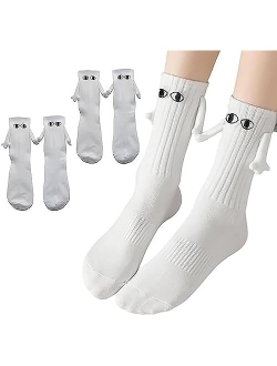 Smilelife 2 Pairs Magnetic Socks Couple Holding Hand Socks Novelty Friendship socks for Men Women