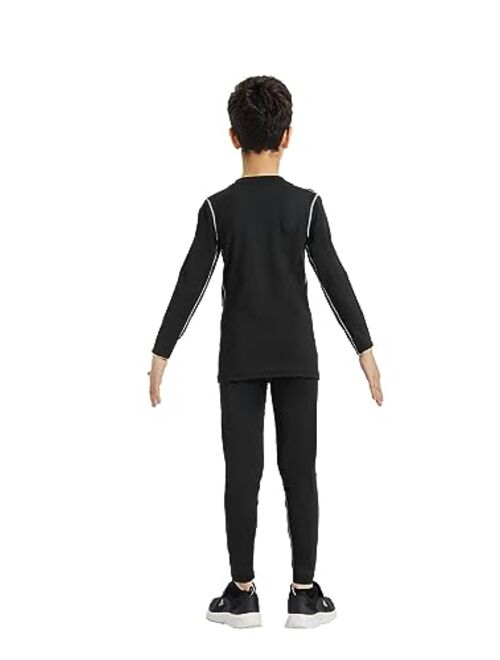 YUSHOW Boys Thermal Underwear Set Long Johns Base Layer Tops and Bottom Moisture Wicking Hockey Athletic Compression Set