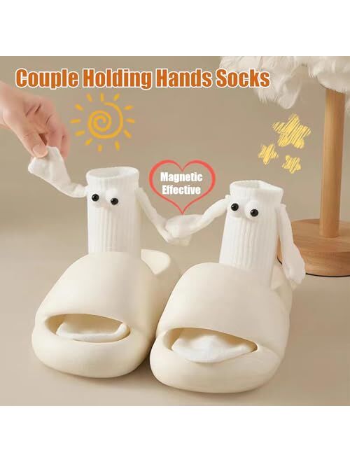 Armilem 2 Pair Holding Hands Socks, Magnetic Hand Holding Socks Funny Couple Socks Friendship Socks Gifts for Couple