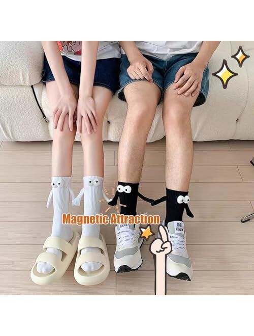 Armilem 2 Pair Holding Hands Socks, Magnetic Hand Holding Socks Funny Couple Socks Friendship Socks Gifts for Couple