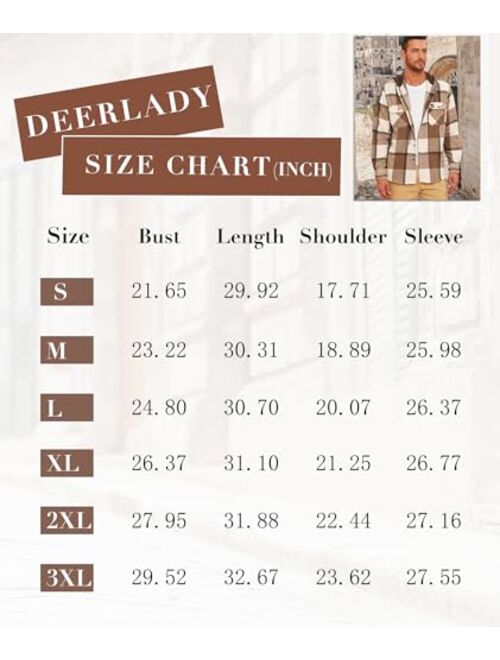 Deer Lady 2023 Flannel Hoodies for Men Casual Button Down Flannel Shirts Long Sleeve Lightweight Hooded Jackets Shirts