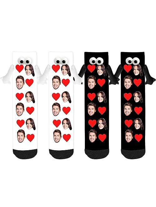 Artsadd Custom Socks Hand in Hand Socks with Face Friendship Socks Couple Holding Hands Socks Funny Socks for Men Women